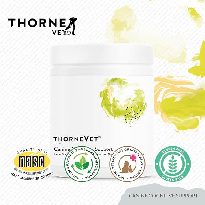 ThorneVet Canine Cognitive Support Powder for Dogs - Great Tasting Health Supplement with B Vitamins and Antioxidants to Support The Brain Health of Your Senior Dog - 90 Scoops