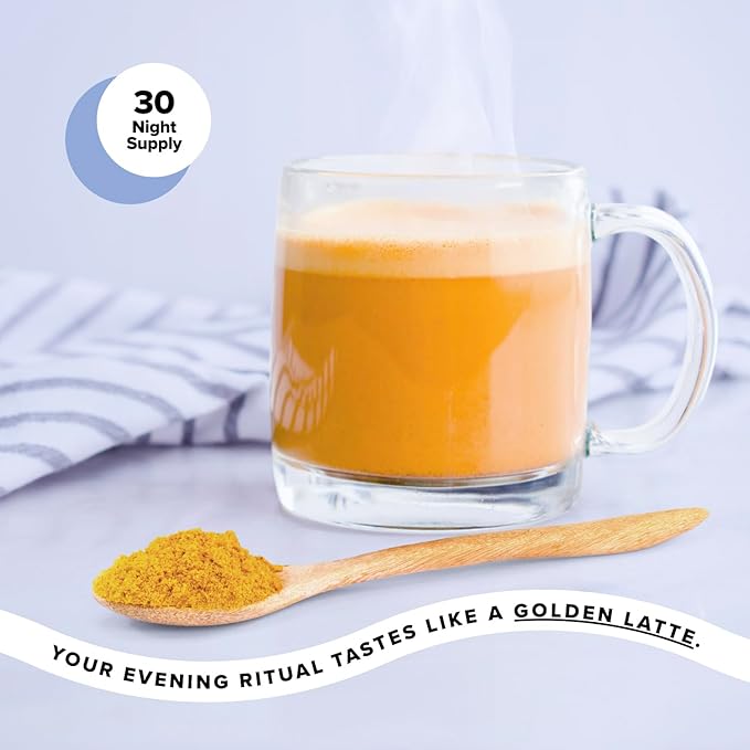 Complement Restore Golden Latte - Calm Magnesium Powder Reishi Ashwagandha Valerian &amp L-Theanine - Deep Sleep Aid Drink Nighttime Recovery Relaxation Adaptogens Mix - No Melatonin (30 Serving