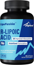 R Lipoic Acid (Na) 300mg per Serving 120 Capsules Up to 5X Improved Absorption Excellent Nutritional Supplement for Healthy Metabolism Support and Antioxidants-1 Bottle