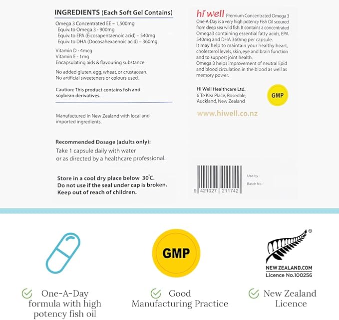 (Pack of 3) Hi Well Premium Omega3 1500mg 90Capsules