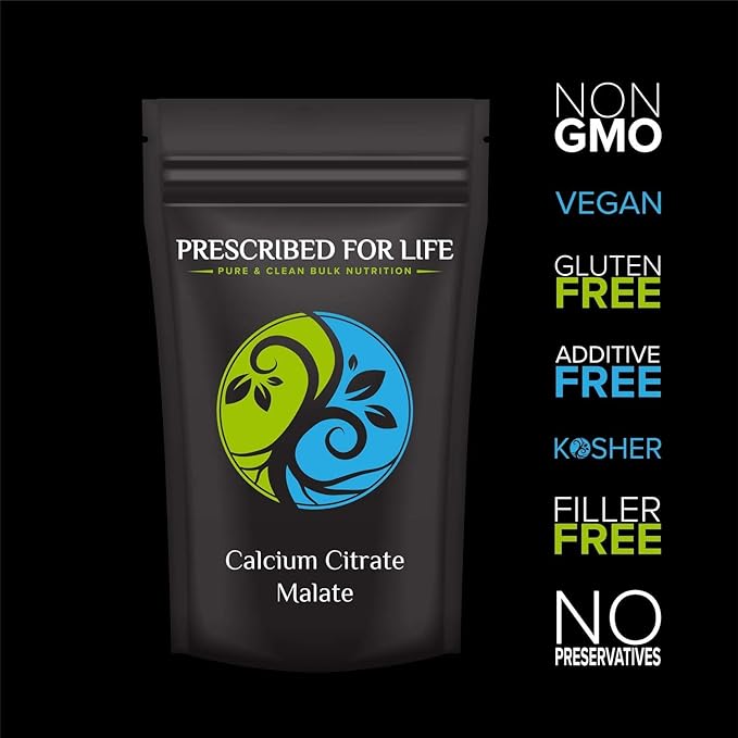 Prescribed for Life Calcium Citrate Malate Pure Vegan Calcium Powder Easy Absorption Formula Non GMO Filler &amp Additive Free (25kg)