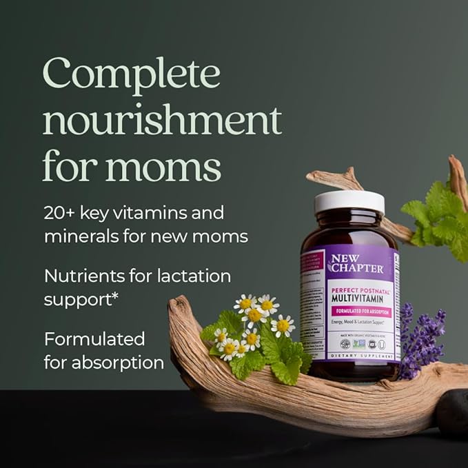 New Chapter Postnatal Vitamins Lactation Supplement Complete Multivitamin with Fermented Vitamin D3 + B Vitamins Made with Organic Vegetables &amp Herbs Non-GMO Ingredients 192 Count