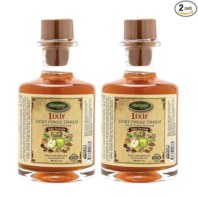 Natural Vinegar (Pour Spout Cap) Additive-Free 100% Natural Fermented Organic Turkish Product Potent Herbal Vinegar (200 ml / 676 fl oz) PACK OF 2