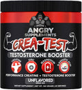 Angry Supplements Crea-Test 100% Creatine Monohydrate + Test Booster Powder for Monster Test Men w. D-Aspartic Acid Zinc &amp Magnesium Unflavored Drink Mix (360 Grams 60 Servings)