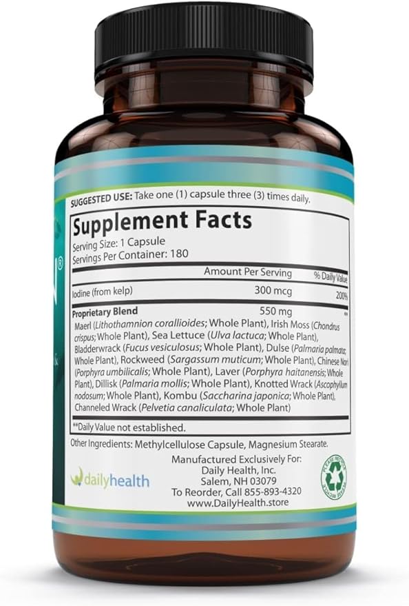 Daily Health - Purify Advanced Intestinal Support and Microbial Cleanse Formulation (60 Capsules) &amp Seatrition Immune Thyroid Support Wholefood Nutrition Seaweed Plants Vegan Friendly (90 Capsules