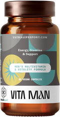 Ultra Life Sport - VITA Man Premium Men's Multivitamin - 30 Capsule Daily Vitamins for Men with Vitamin E K2 MK-7 and B Vitamins for Maximum Absorption - 100% Vegan Organic Non-GMO Gluten Free