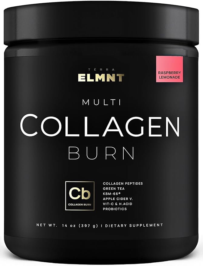 ELMNT Super Collagen Burn for Women w. Probiotics Hyaluronic Acid Apple C Vinegar KSM66 Biotin+ Premium Colageno Multi Collagen Protein Powder for Weight Loss Fat Burner Hair Skin+ (R-Lemonade)