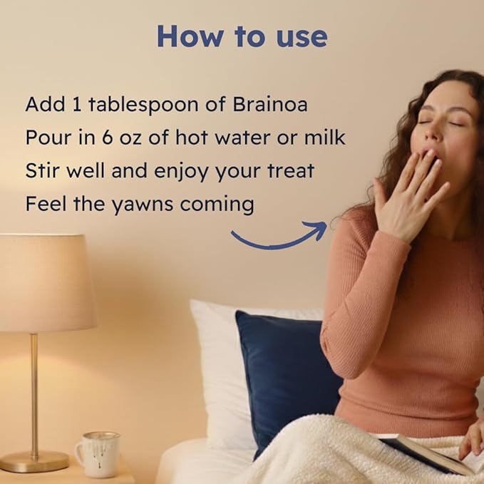 Brainoa Sleep Cocoa for Chocolate Lovers – With Magnesium Glycinate Ashwagandha Reishi Mushroom &amp L-Theanine – Bedtime Sleep Aid Drink for Adults – No Melatonin Added Sugar or Artificial Flavo