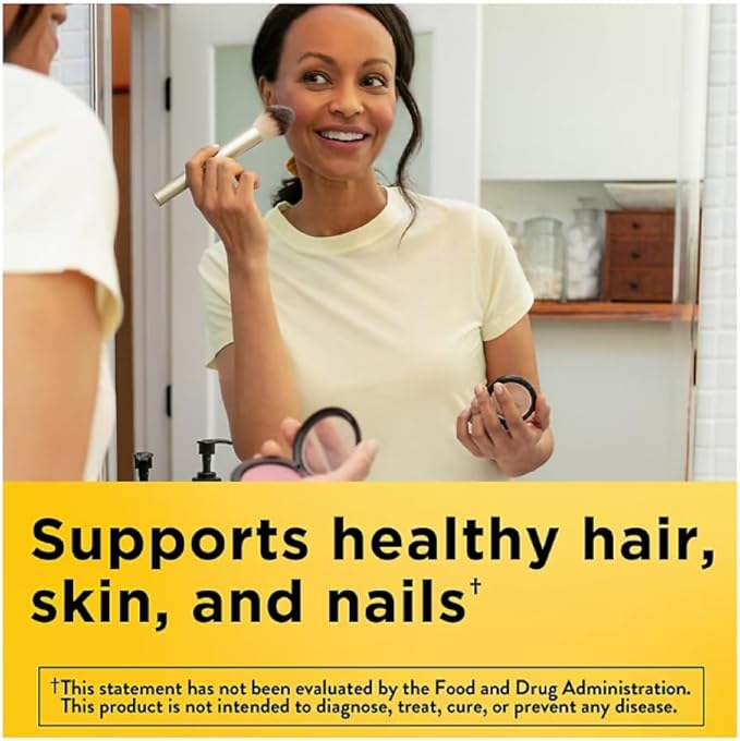 Nature Made Biotin Maximum Strength 5000 MCG - Hair Skin and Nails Support - 180 Softgels Plus Bonus 2 Sugar Free White Peach Hydration Sticks