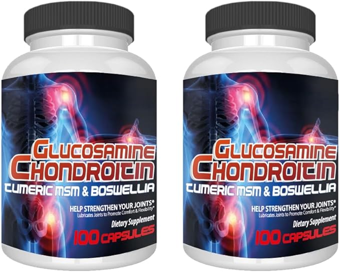 Glucosamine Chondroitin with Turmeric MSM &amp Boswellia Joint Support Supplement 2 Pack 200 Capsules