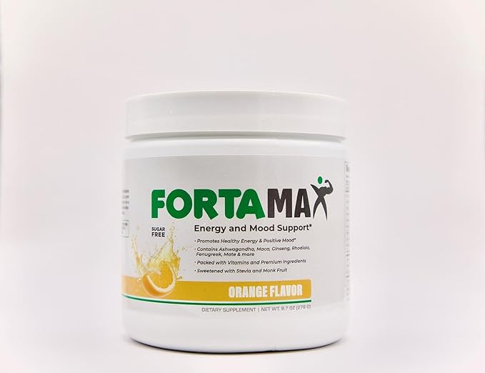 Energy and Mood Support – Citrus Orange Powder – Sugar-Free Daily Supplement with Ashwagandha Maca Rhodiola Ginseng – Sweetened with Stevia &amp Monk Fruit – 30 Servings