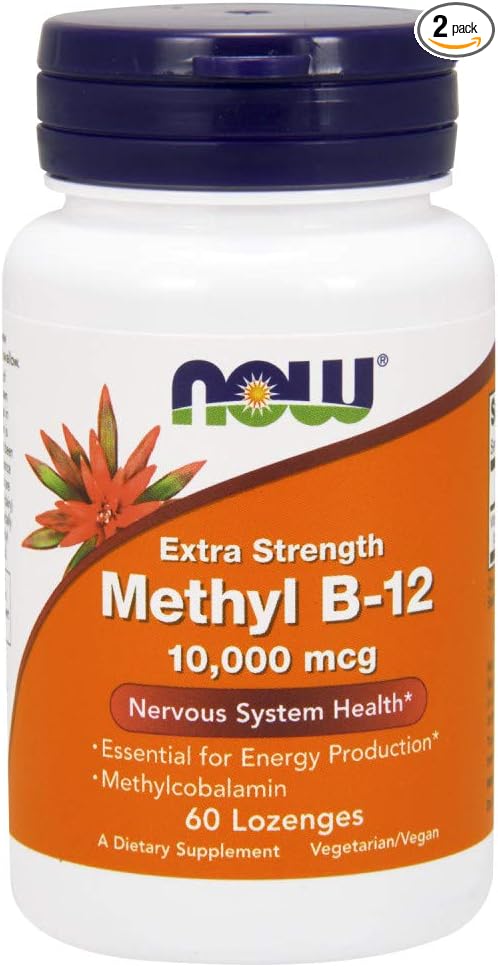 NOW Foods Methyl B-12 10000 mcg 60 Lozenges (Pack of 2)