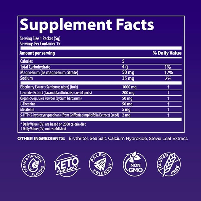 QURE Deep Sleep Aid Drink Mix w/ 5mg Melatonin &amp L-Theanine for Stress Relief | Non - Habit Forming Magnesium &amp 5 - HTP Powder | Alkaline Hydration | 15 Sticks (1 Box)