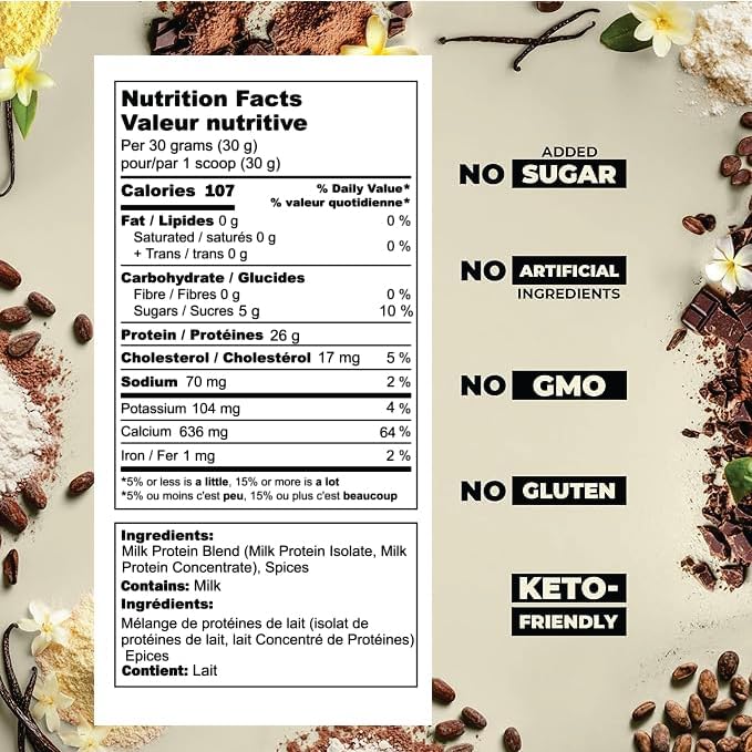 2Pure Chai Protein Powder - Keto Unsweetened Low Carb Gluten Free Non-GMO | 26G Milk Protein Isolate Powder - 30 Servings (2 Pound Real Chai Spices)