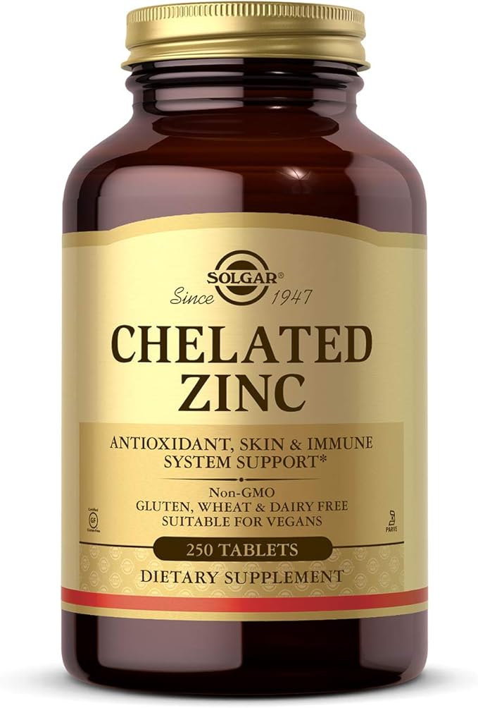 SOLGAR Vitamin B12 1000 mcg 250 Nuggets &amp Chelated Zinc 250 Tablets - Zinc for Healthy Skin