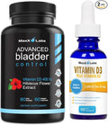 Advanced Bladder Control Supplements 60Ct + Vitamin D3 K2 Liquid Drops w/ K2 MK7-2000 IU Per Drop Liquid Vitamin D K2 Drops 1 Oz