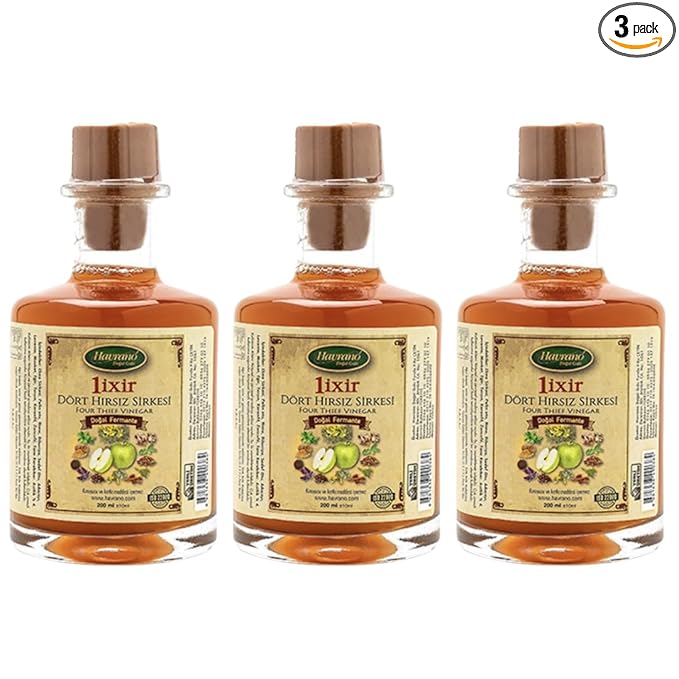 Natural Vinegar (Pour Spout Cap) Additive-Free 100% Natural Fermented Organic Turkish Product Potent Herbal Vinegar (200 ml / 676 fl oz) PACK OF 3
