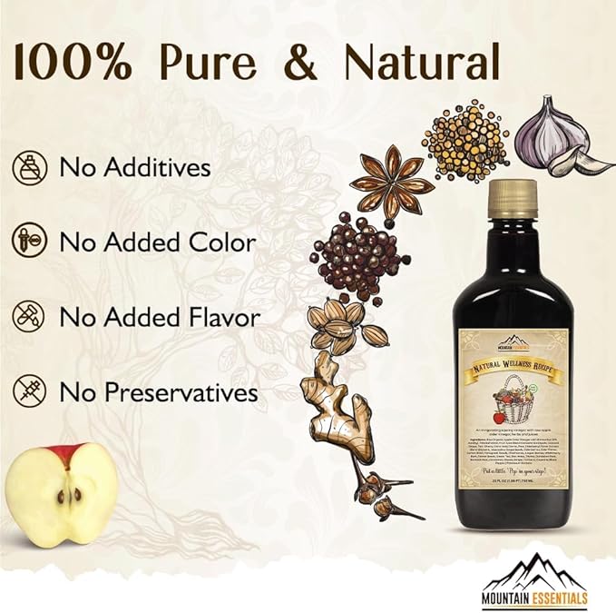 MOUNTAIN ESSENTIALS Apple Cider Vinegar with Fruit Juice Blend Naturally Crafted Beverage Made with Organic Ingredients Ready to Drink 25 fl oz 50 Servings per Container Pack of 1