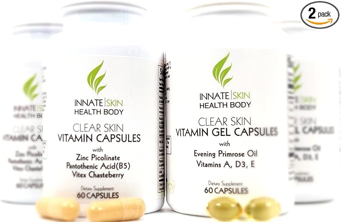 Clear Skin Acne Vitamin System | 20 Antioxidants Botanicals &amp Minerals | 60 Count Pack of 4