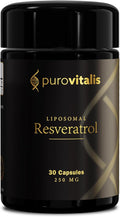 PUROVITALIS Liposomal Resveratrol 250mg 30 Servings (30 Vegan Capsules) High Purity Trans-resveratrol Antioxidant Supplement