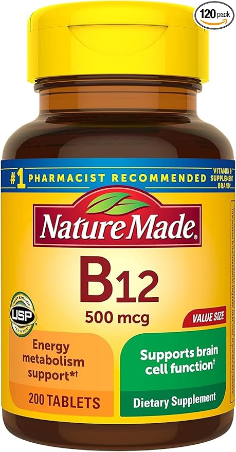 Nature Made Vitamin B12 500 mcg. Tablets Value Size 200 Ct - Pack of 2