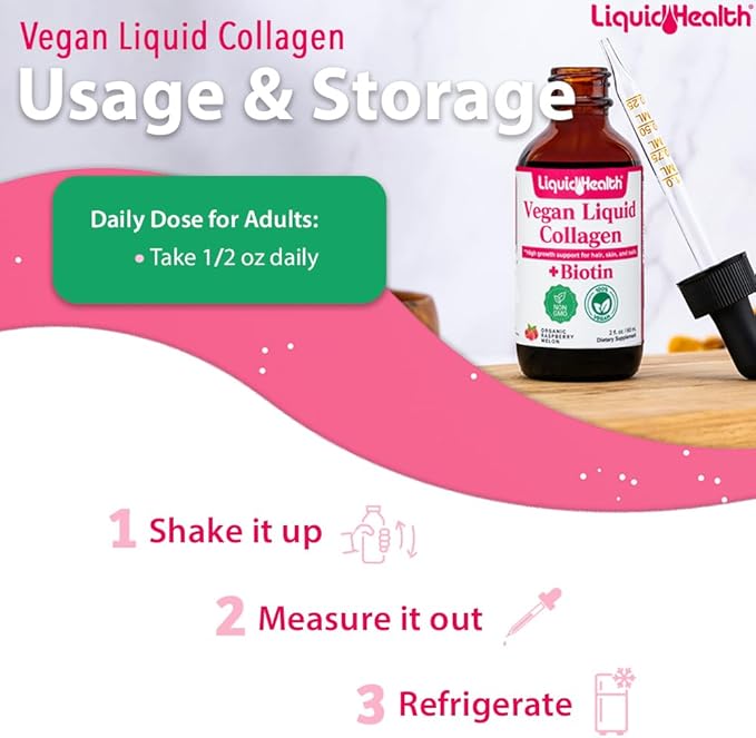 LIQUIDHEALTH Vegan Liquid Collagen Plus Biotin Drops &amp Complete Multiple Adult Daily Multivitamin Wellness Bundle - Hair &amp Nail Growth Skin Health Immune &amp Energy Support - USA Made Veg