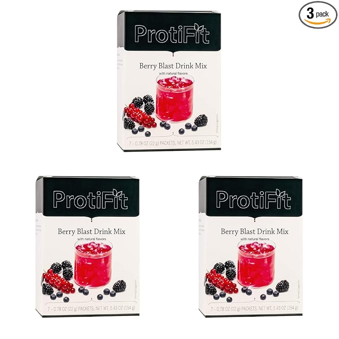PROTIFIT - High Protein Berry Blast Fruit Drink 3 Pack 15g Protein Low Calorie Sugar Free Ideal Protein Compatible 7 Servings Per Box (3 Pack)
