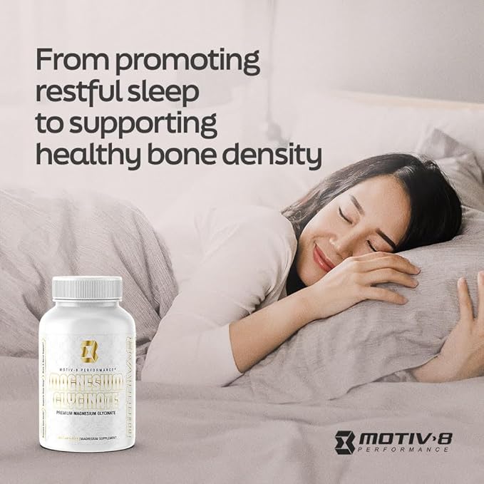 Motiv-8 Magnesium Glycinate Relaxation Sleep Support Mood Elevation 100% Vegan 500 mg (180 Veggie Capsule)