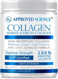 Approved Science Collagen Powder - Unflavored Hydrolyzed Collagen Peptides for Women &amp Men - Marine Sourced - Hair Skin Nails &amp Joints - 30 Scoops - 1 Month Supply