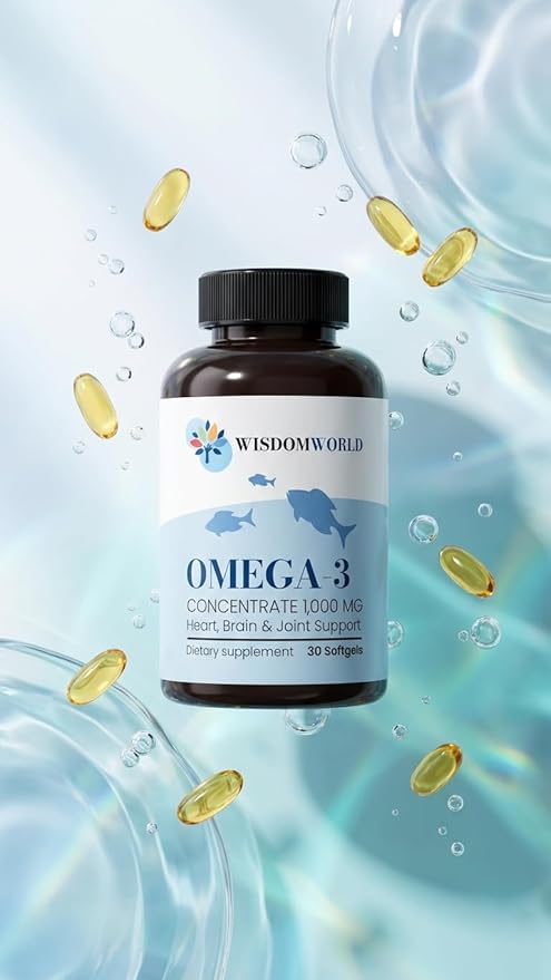 Omega-3 Fish Oil 1000 mg 30 softgels Supports Heart Brain &amp Joint Health 1 Month Supply