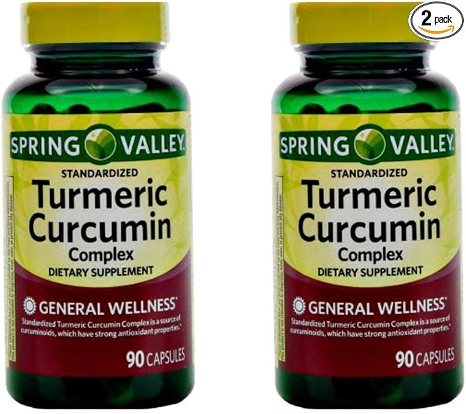 Spring Valley Standerdized Complex Turmeric Curcumin Dietary Supplement Capsules 500 mg 90 count 2 pk