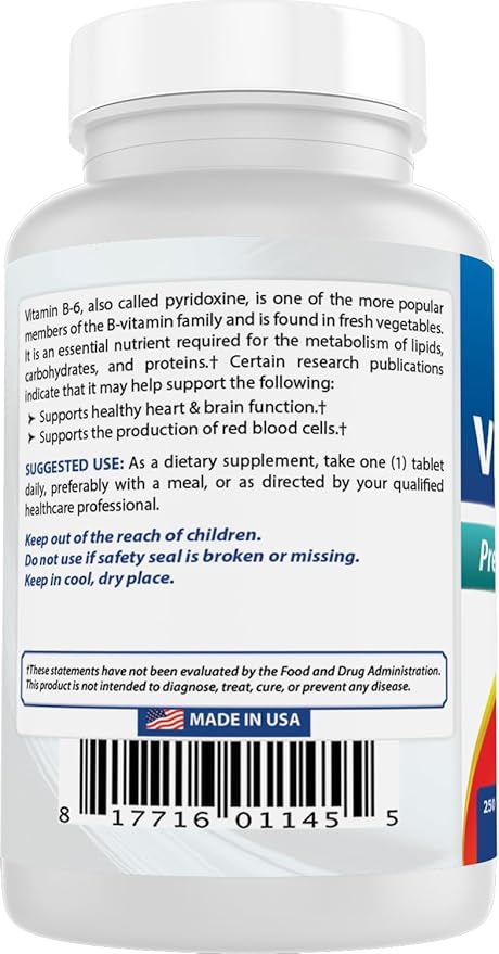 Best Naturals Vitamin B-6 100 mg 250 Tablets (Pack of 3)