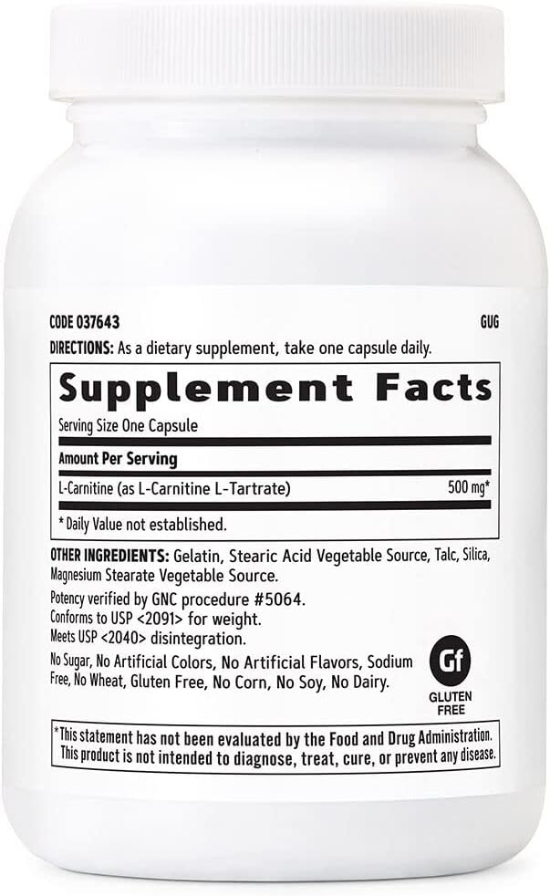 GNC L Carnitine 500mg Supplement Supports Muscle Recovery 120 Servings
