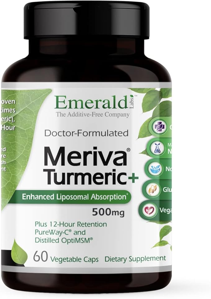 Emerald Labs Meriva Turmeric Plus - Meriva Turmeric PureWay-C Vitamin C &amp OptiMSM - Supports Joint Health &amp Immune Response - 60 Vegetable Capsules (Up to 60-Day Supply)