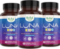 Nested Naturals Luna Kids Sleep Supplement - for Children &amp Melatonin Sensitive Adults - Gentle Herbal Supplement with Chamomile Melatonin &amp Valerian - 180 Chewable Tablets (60 Per Bottle)