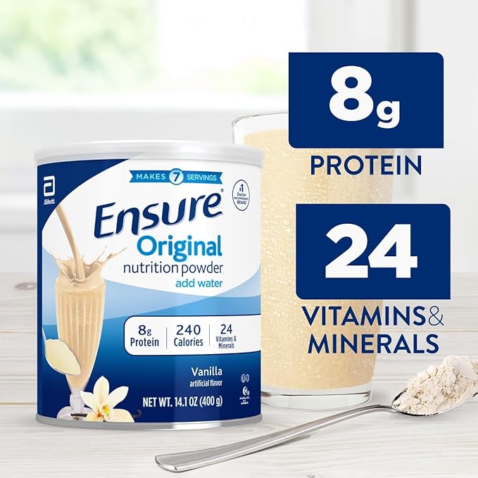 Ensure Original Nutrition Powder | Vanilla Protein Powder | Small Meal Replacement Shake Mix | 8g Protein 24 Vitamins &amp Minerals | Immune Health | 14.1 oz -pack of 6