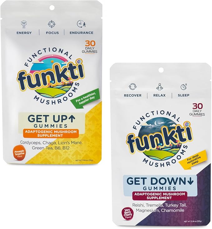 Get Up Mushroom Gummies for Focus &amp Get Down Gummies for Sleep Bundle 60ct