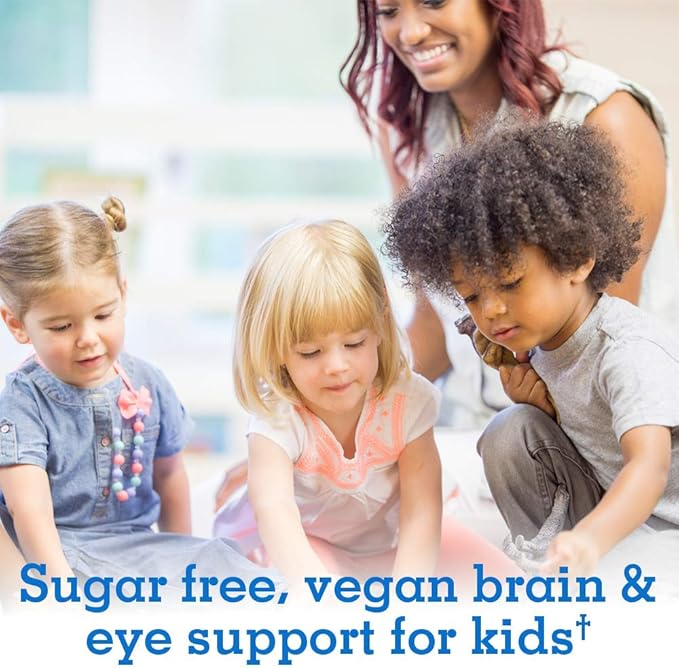 Garden of Life Kids Plant Omega-3 Liquid Strawberry - Vegan Brain &amp Eye Support for Kids Plant-Based Children's Omega 3 ALA DHA &amp EPA Supplement for Children Sugar Free &amp Non-GMO - 2 f