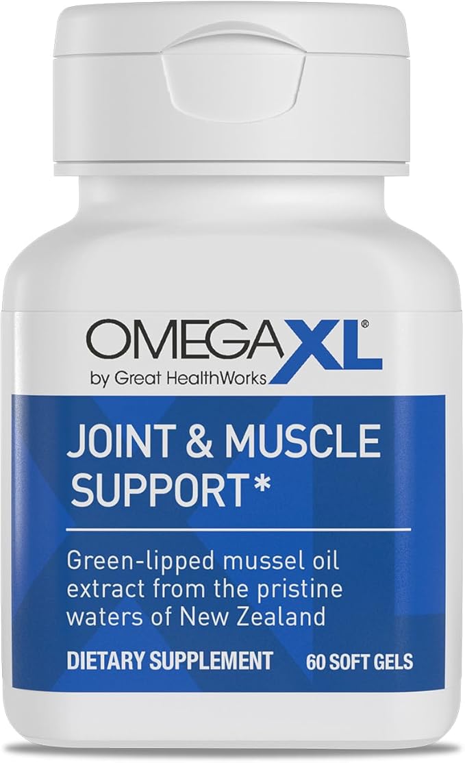 OmegaXL Joint Support Supplement for Relief - Natural Muscle Support Green Lipped Mussel Oil Soft Gel Pills Drug-Free 60 Count
