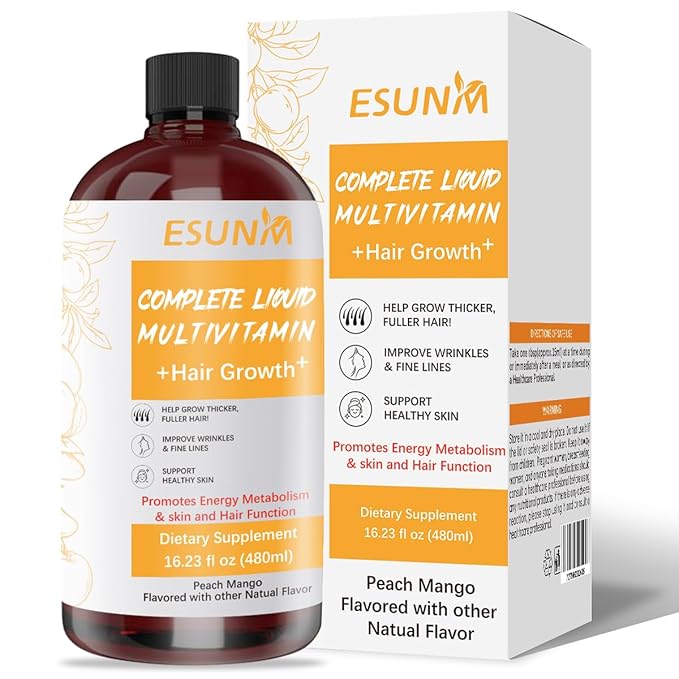Complete Liquid Multivitamin Hair GrowthSupport for Thicker Hair &amp Facial Wrinkles in Women | Biotin 30mcg | Semen Sesami Nigrum Promotes Energy Metabolism Skin &amp Hair for Ages 18+ | 16.23 Fl