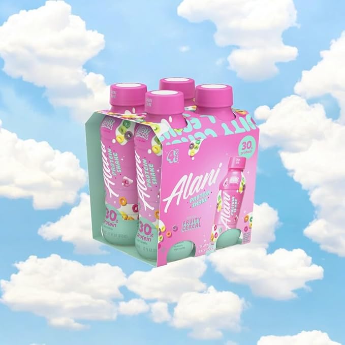 Alani-Nu Protein Shake Fruity Cereal Flavor 30g Protein Per Bottle Lactose-Free Gluten-Free Low Sugar High-Protein Drink for Muscle Growth Perfect for Breakfast or Post-Workout 2 Box With 4Ct