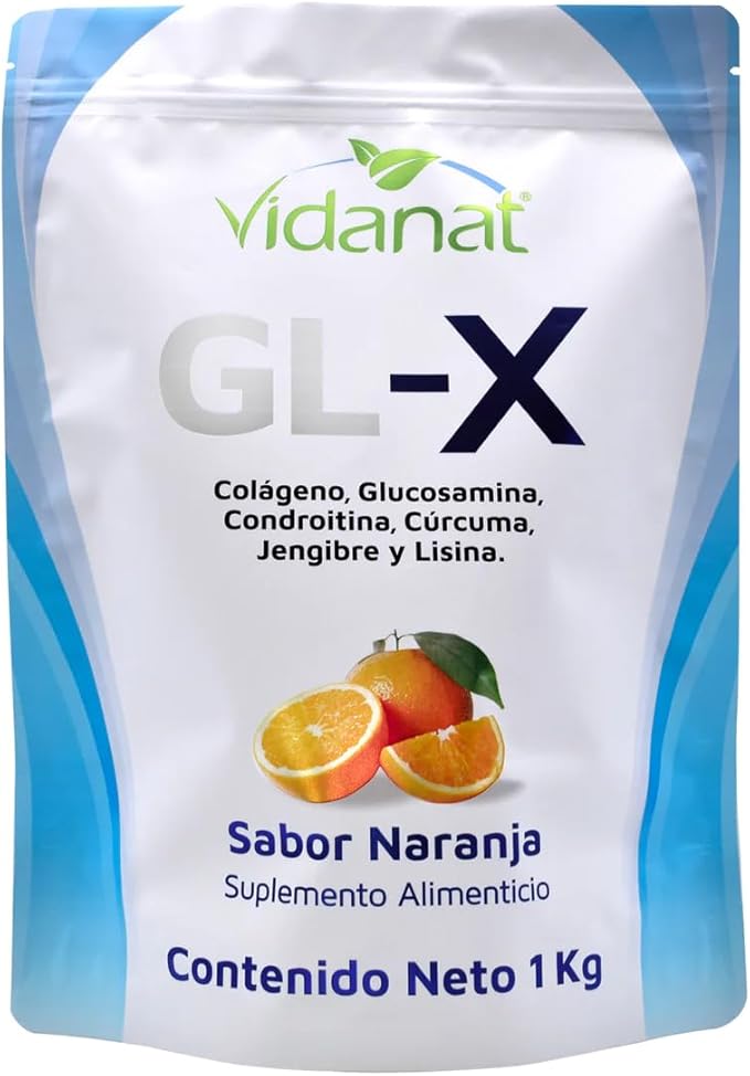 Vidanat GL-X Orange 1Kg – Joint Support with Glucosamine Chondroitin Turmeric Root &amp Collagen – Helps Mobility Flexibility &amp Cartilage Health – Orange Flavor