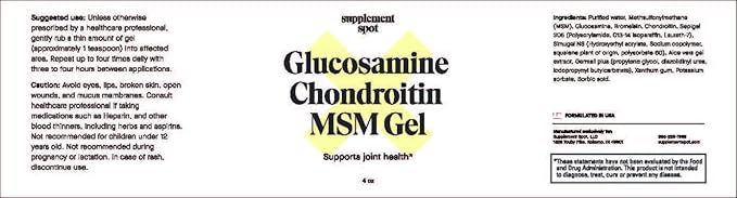 Glucosamine Chondroitin MSM Gel (4 oz) - with Glucosamine Chondroitin MSM &amp Bromelain to Support Joint Health– for Women &amp Men (90 Day Supply)