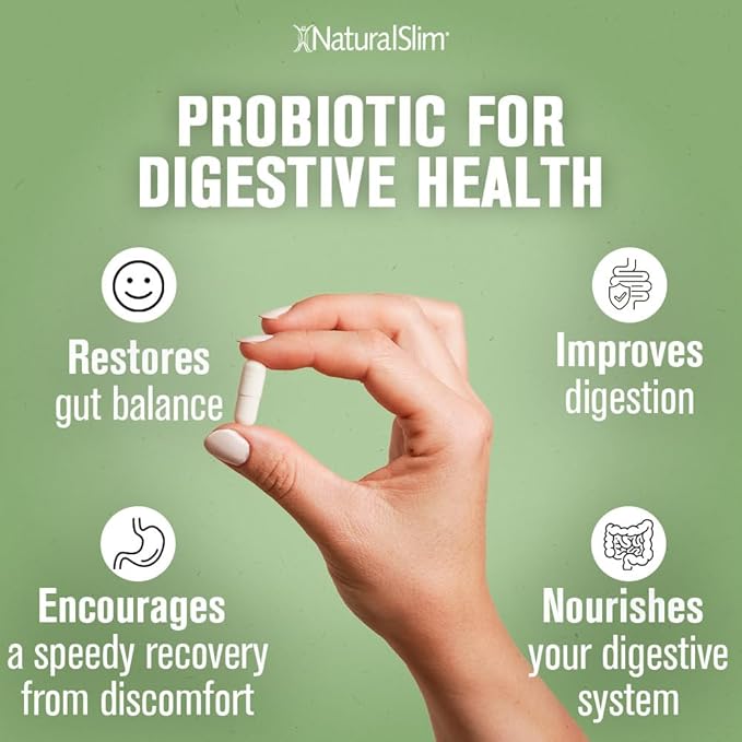 NaturalSlim Good Flora Probiotics for Women &amp Men - Gut Health Supplements with 7 Powerful Strains for De-Bloating &amp Vitality - Probiotics for Digestive Health 60 Vegetarian Capsules 3 Pack