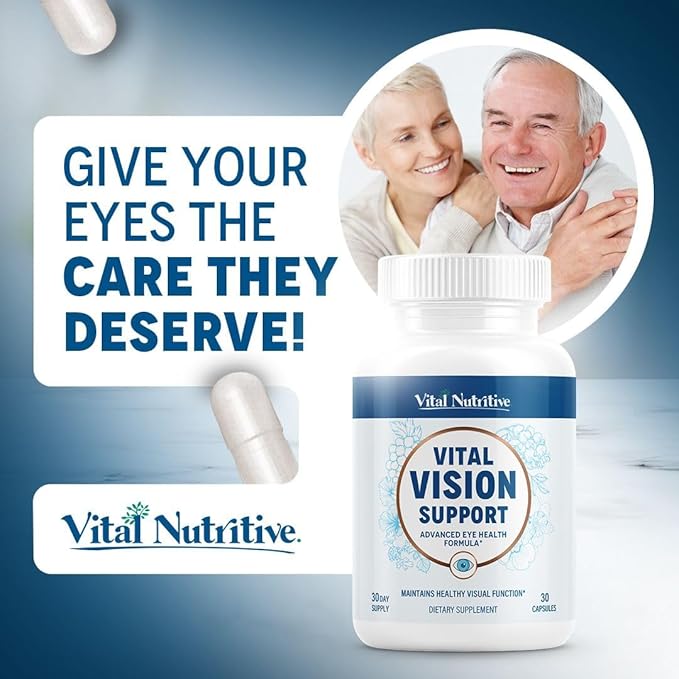 Vital Vision Support – Eye Health Supplement with Vitamin A Lutein Beta Carotene &amp Antioxidants – Eye Vitamins Support Hydration &amp Oxidative Stress -30 Days Serving