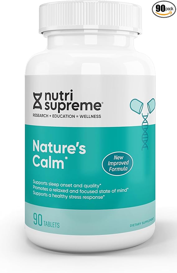 Calm Tablets: Nature's Calm Dietary Supplement - Natural Relief of Stress Anxiousness Nervousness Sleeplessness and Irritability and Improved Sleep - 90 Tablets