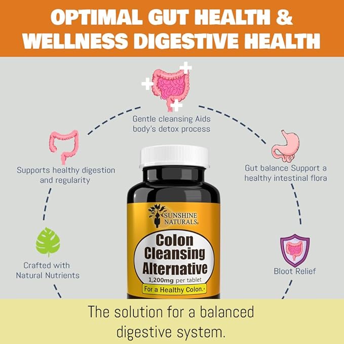 Sunshine Naturals Colon Cleanse Herbal Supplement 1200 mg Digestive Support 60 Tablets (5 Pack)