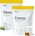 Elo Nootropic Energy and Sleep Gummies Bundle | Citicoline CoQ10 Ashwagandha Magnesium and Melatonin | Caffeine-Free Sugar-Free Vegan Non-GMO | 24-Hour Performance System | 28 Servings Each