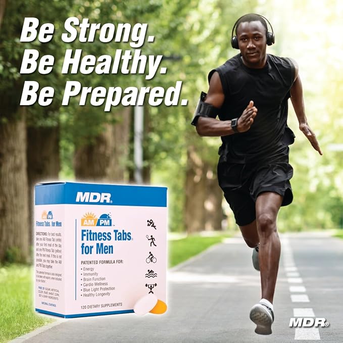 MDR Fitness Tabs Patented AM/PM Multivitamin for Men – Doctor Formulated Daily Supplement with Targeted Nutrients for Energy Brain Function Immunity &amp Cardio Health – Gluten Free – 2 Month Suppl