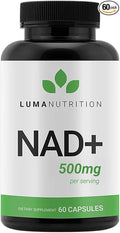 Luma Nutrition NAD+ Supplement 500mg Per Serving (250mg per Capsule) – Aging Plus Energy Metabolism &amp Cellular Support – Pure NAD Supplements for Women &amp Men Made in USA